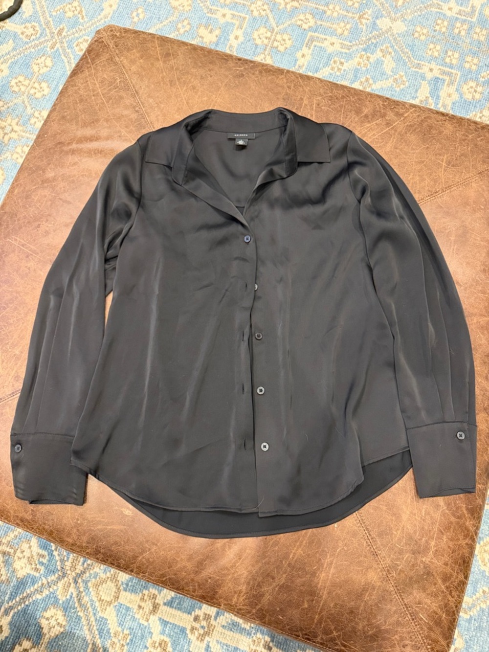 Halogen Black Satin Button-Down Shirt